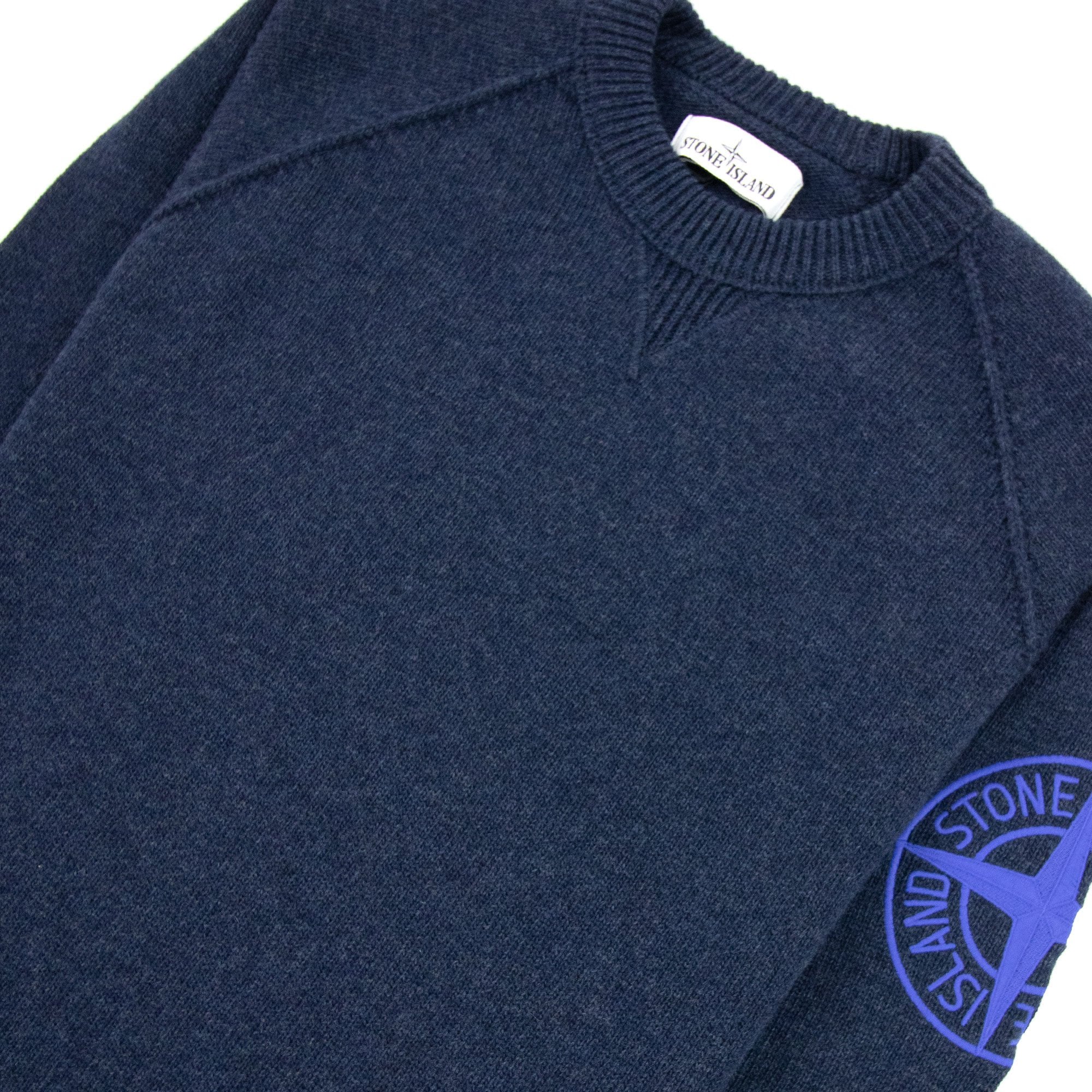 Stone Island Embroidered Logo Knitted Sweatshirt Navy V0020