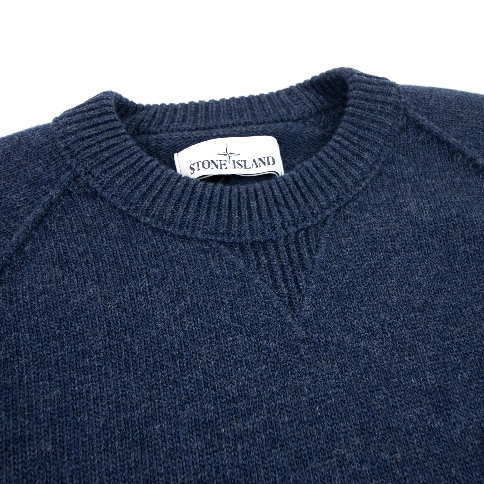 Stone Island Embroidered Logo Knitted Sweatshirt Navy V0020 | ONU