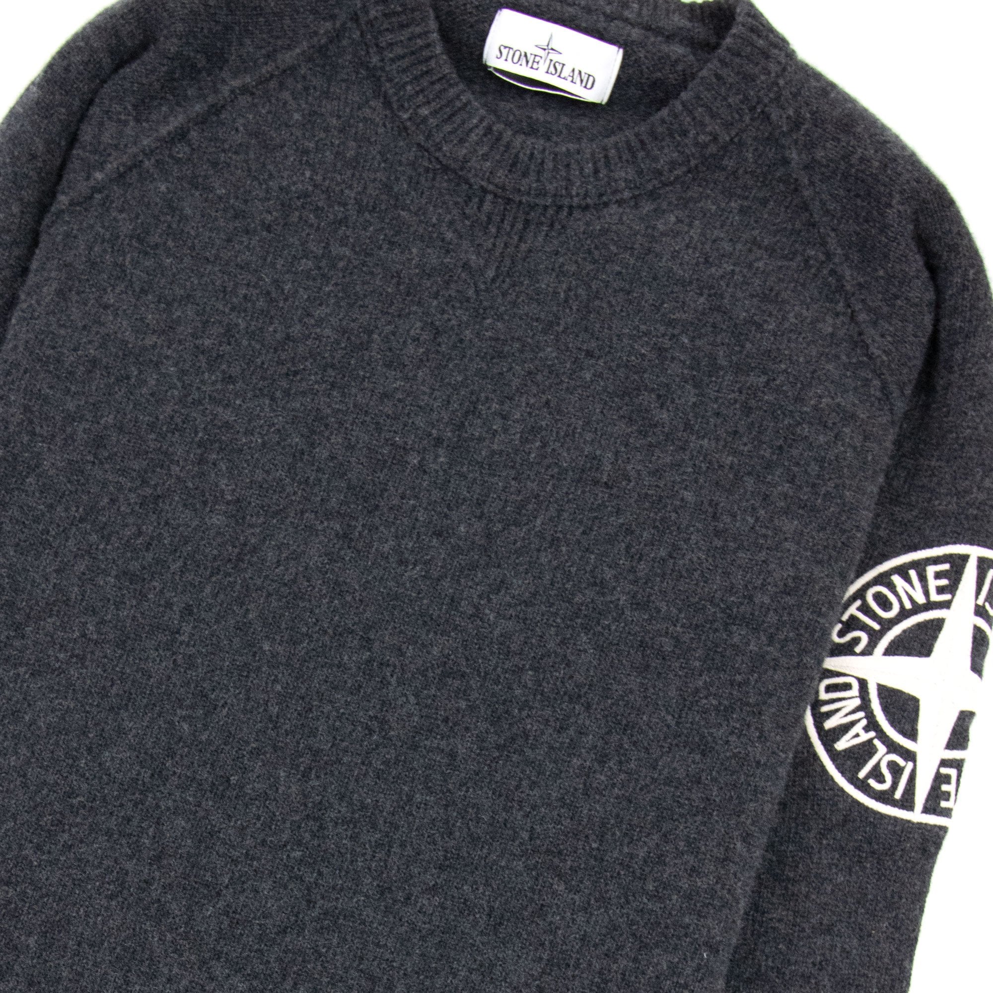 Stone Island Embroidered Logo Knitted Sweatshirt Dark Grey V0065