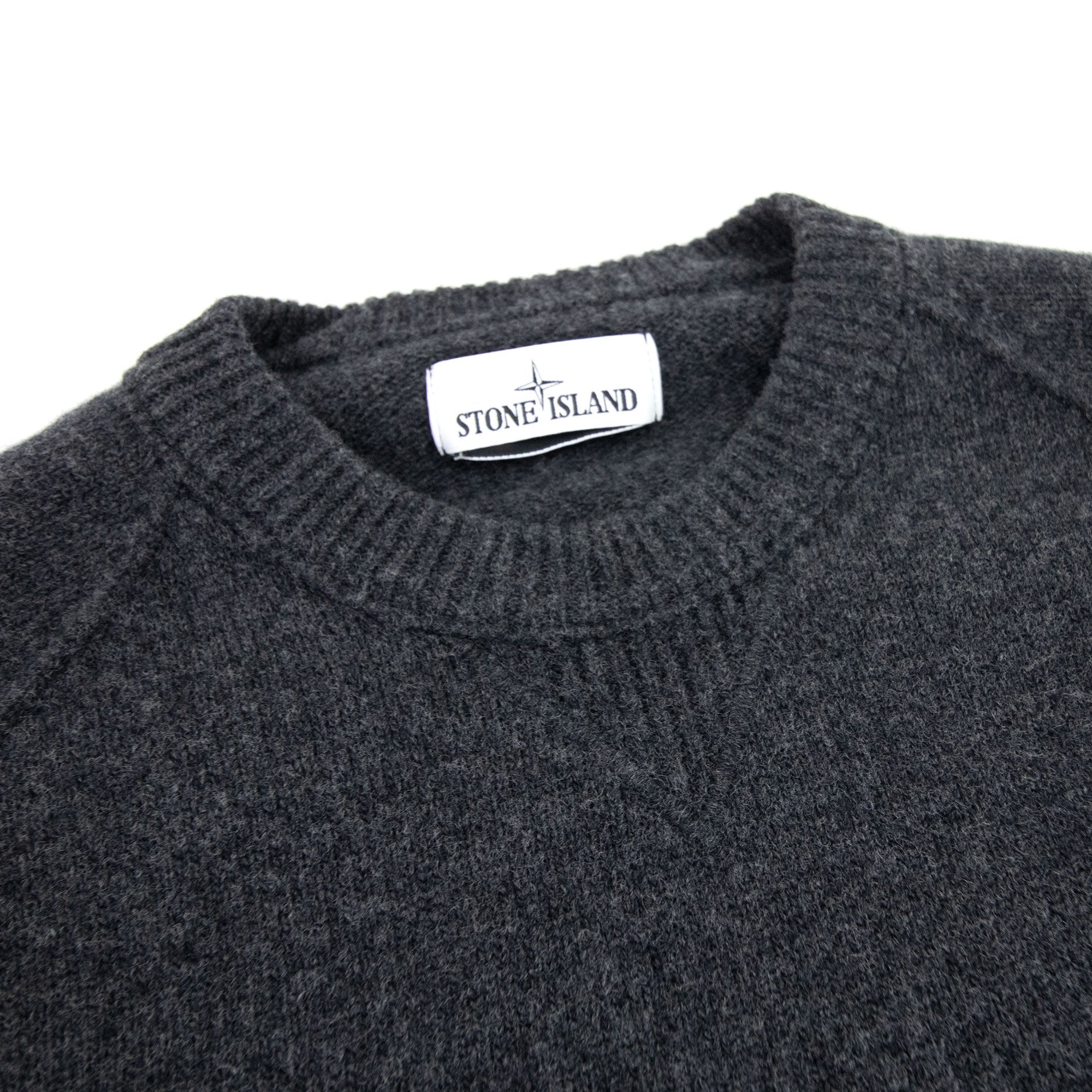 Stone Island Embroidered Logo Knitted Sweatshirt Dark Grey V0065