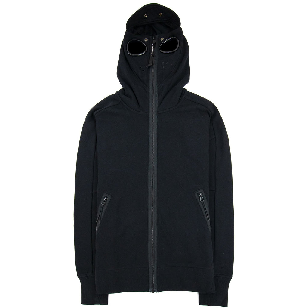 Cp Company Front Goggle Diagonal Fleece Hoody Black 999