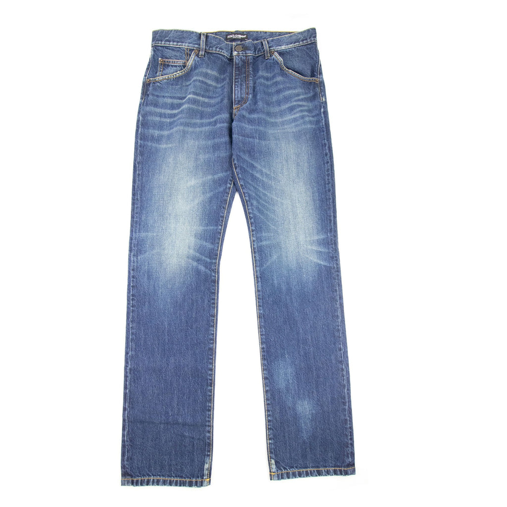 Dolce & Gabbana 16 Logo Plaque 5 Pocket Jeans Denim Blue