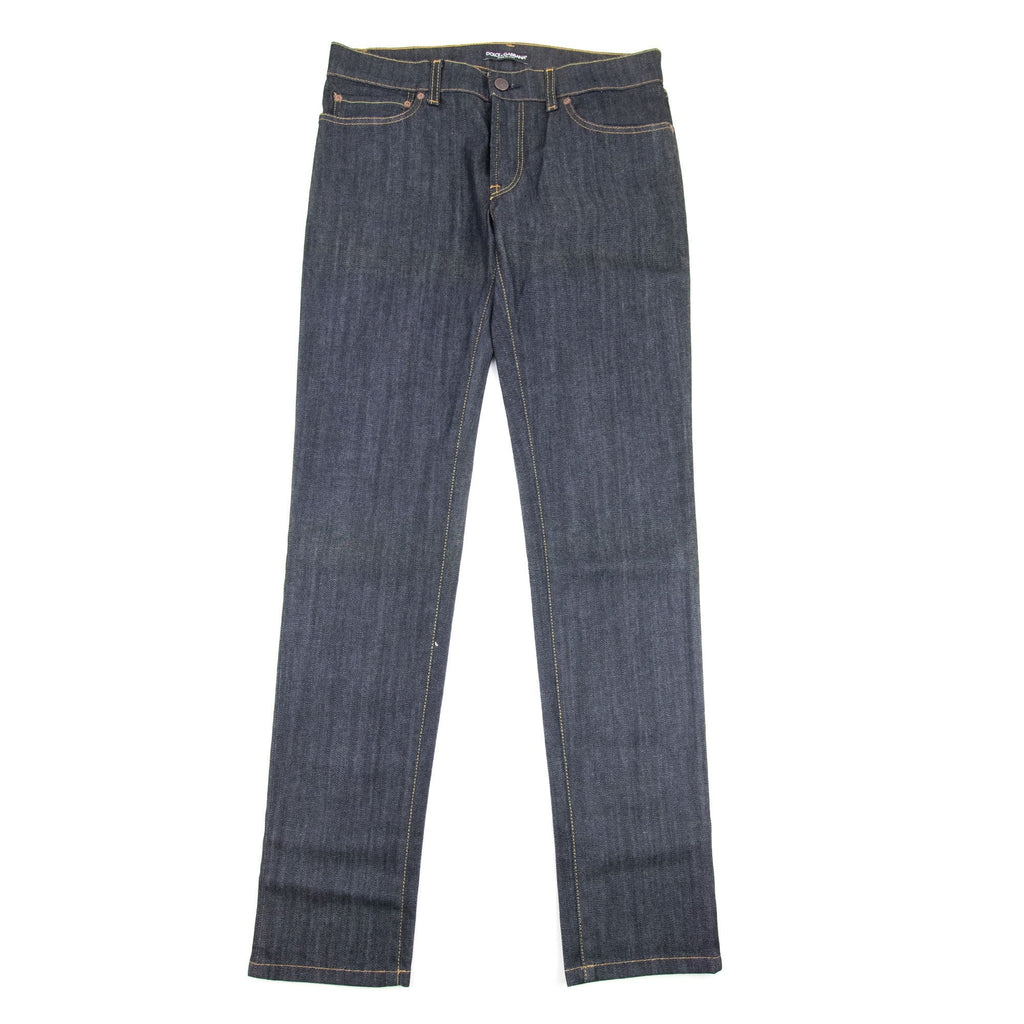 Dolce & Gabbana 14 Logo Plaque Gold Stitch Jeans Black/denim