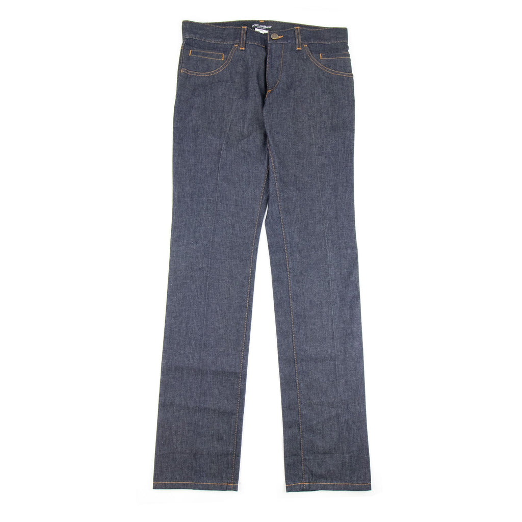 Dolce & Gabbana 14 Gold Stitch Straight Leg Jeans Dark Grey