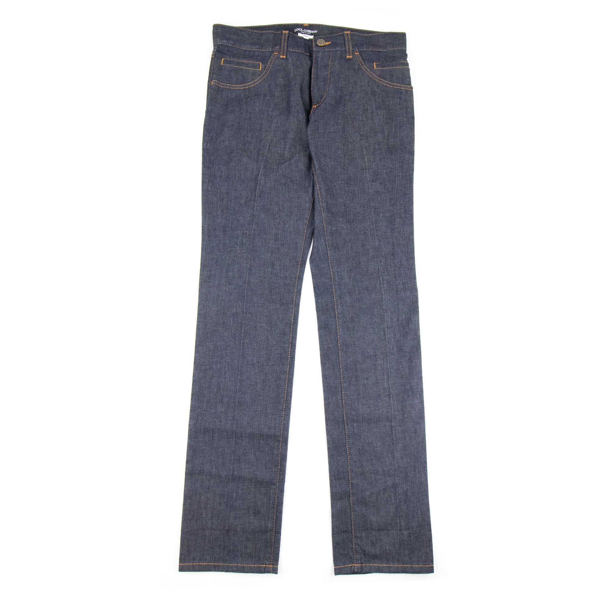 Dolce & Gabbana 14 Gold Stitch Straight Leg Jeans Dark Grey