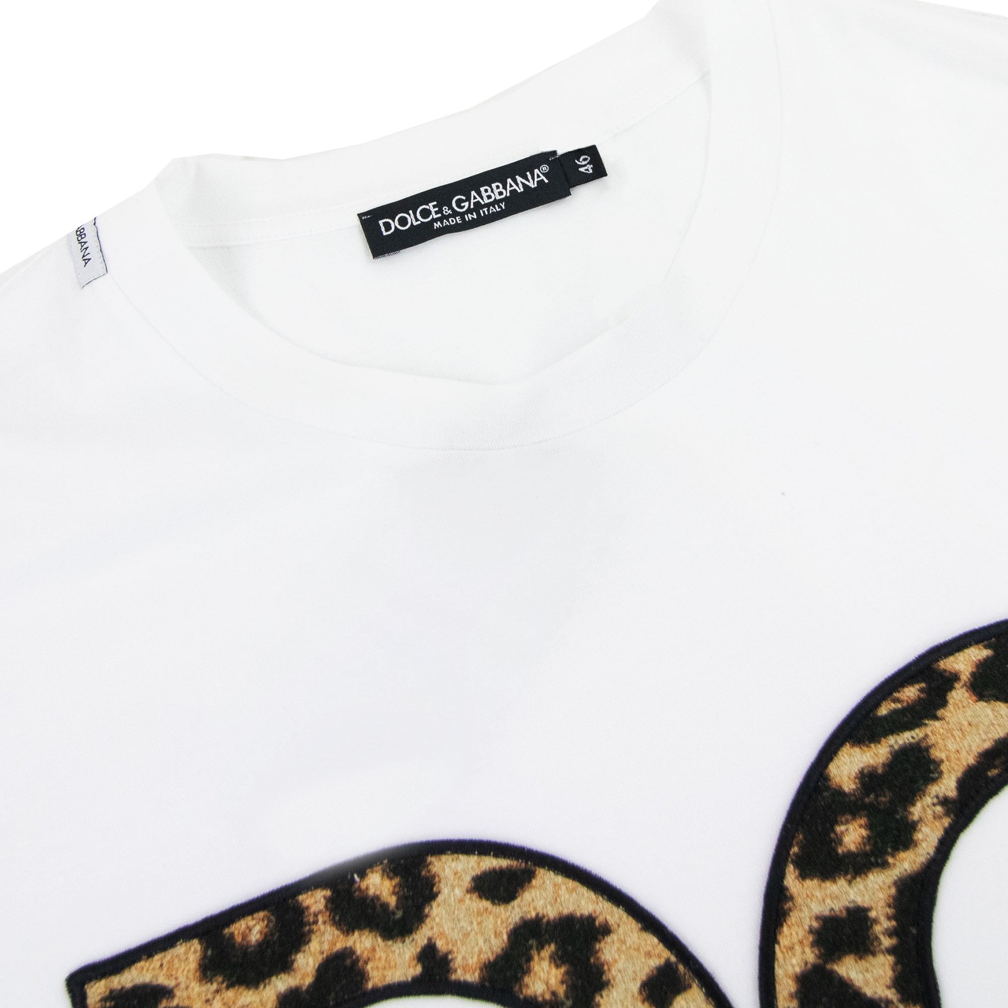 Dolce & Gabbana Dg Patch Leopard Print T Shirt White W0800