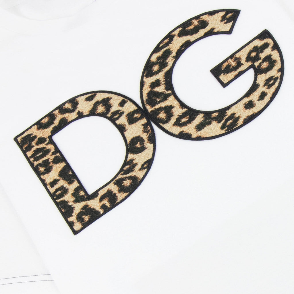 Dolce & Gabbana Dg Patch Leopard Print T Shirt White W0800