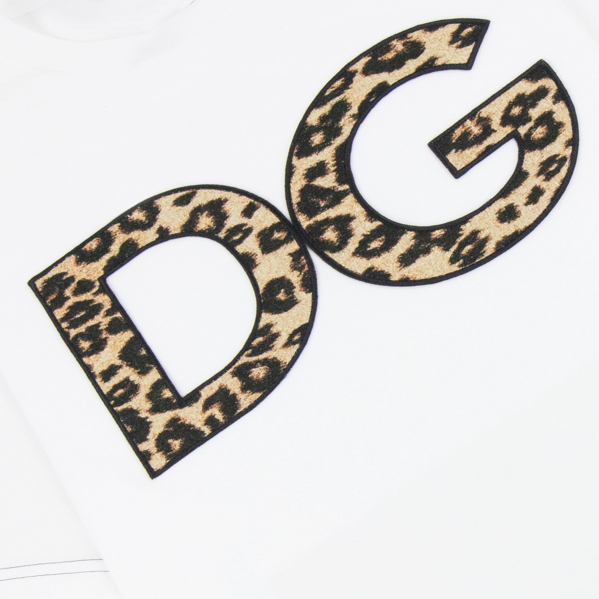 Dolce & Gabbana Dg Patch Leopard Print T Shirt White W0800