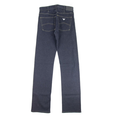 Armani Jeans J31 Yellow Stitch Regular Fit Jeans Blue Notte
