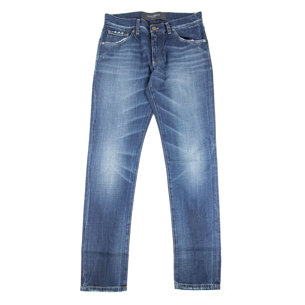 Dolce & Gabbana 14 Gold Logo Plaque Jeans Denim