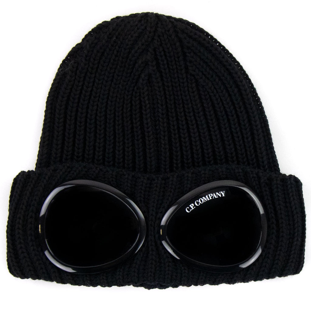 Cp Company Undersixteen Extra Fine Merino Wool Goggle Beanie Black 999