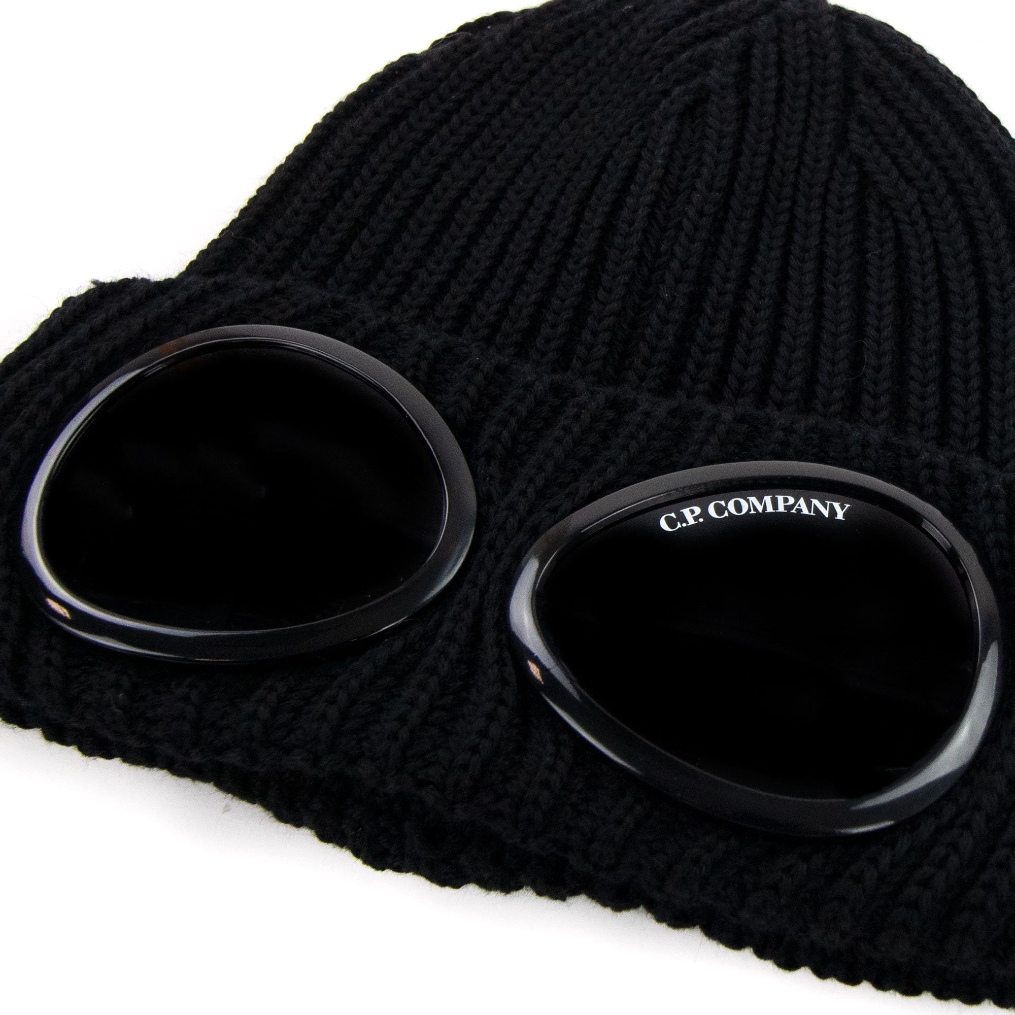 Cp Company Undersixteen Extra Fine Merino Wool Goggle Beanie Black 999