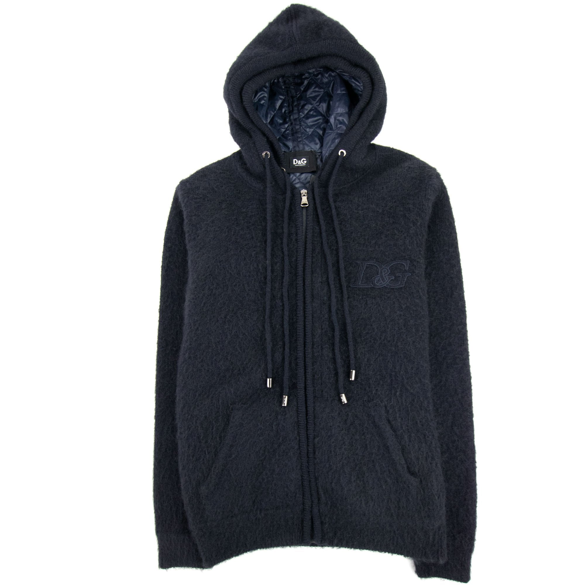 Dolce & Gabbana Removable Padded Lining Hoodied Sweatshirt Dark Navy