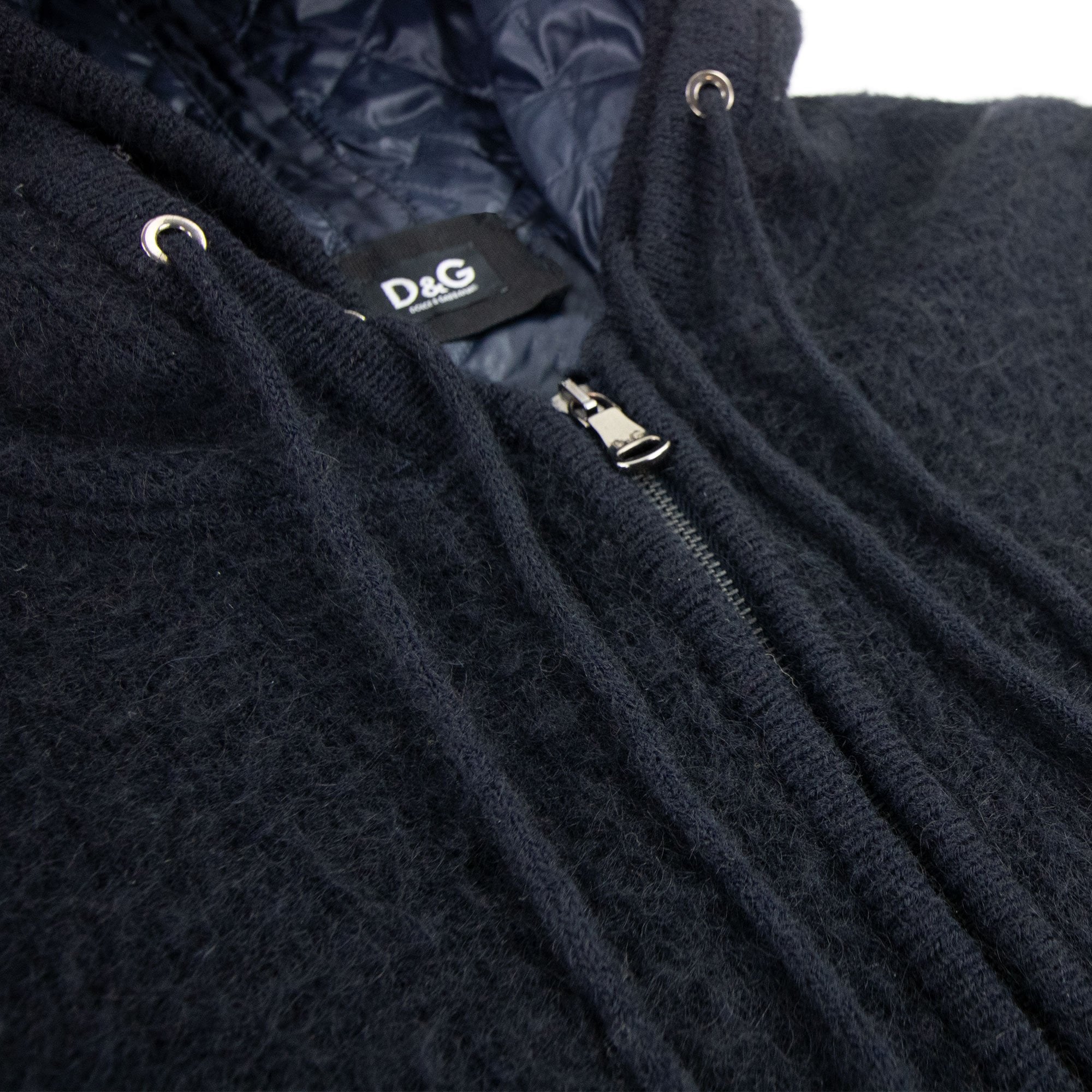 Dolce & Gabbana Removable Padded Lining Hoodied Sweatshirt Dark Navy