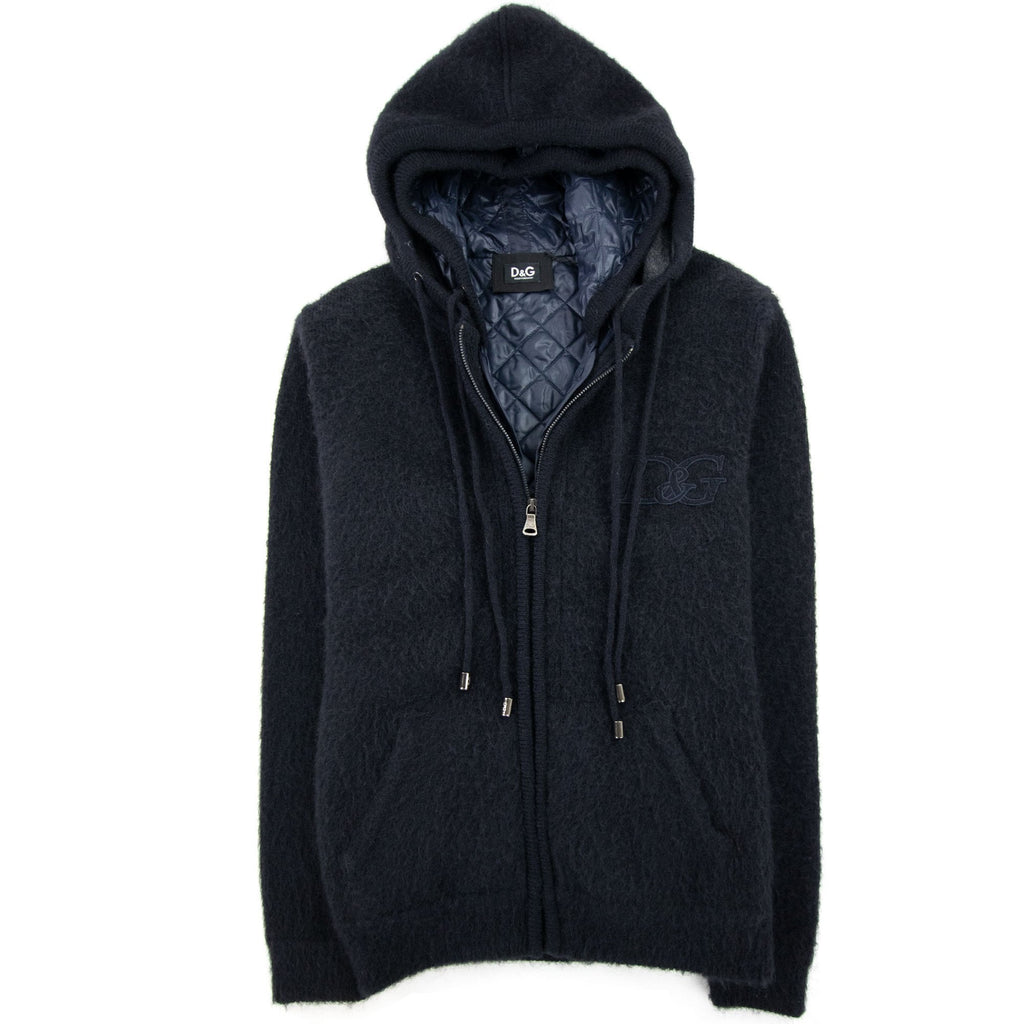 Dolce & Gabbana Removable Padded Lining Hoodied Sweatshirt Dark Navy