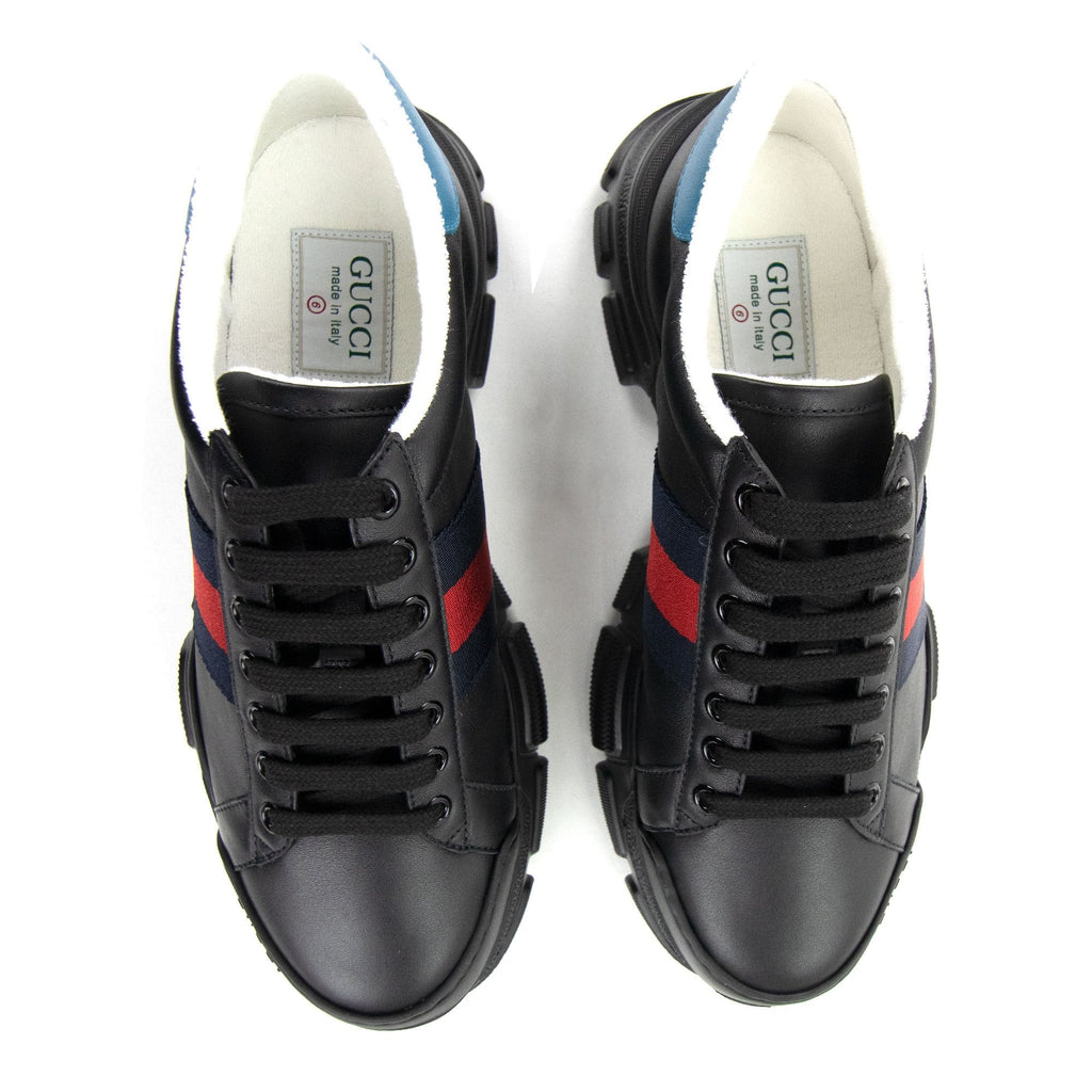 Gucci Web Stripe Low Top Sneakers Black Blue 1089