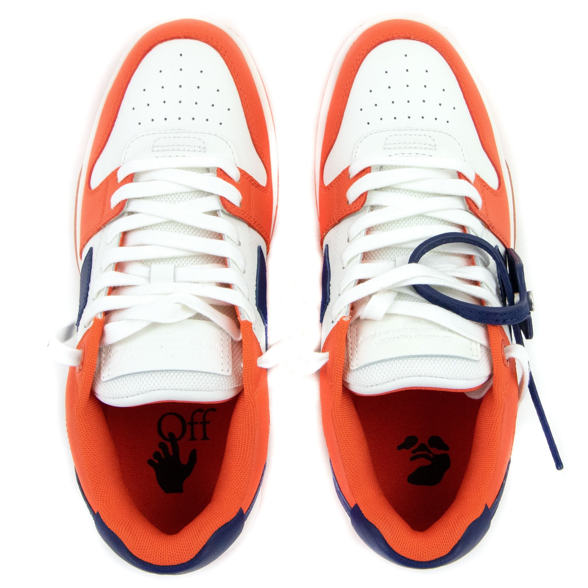 Off White Out Of Office Calf Leather Trainer Orange/blue