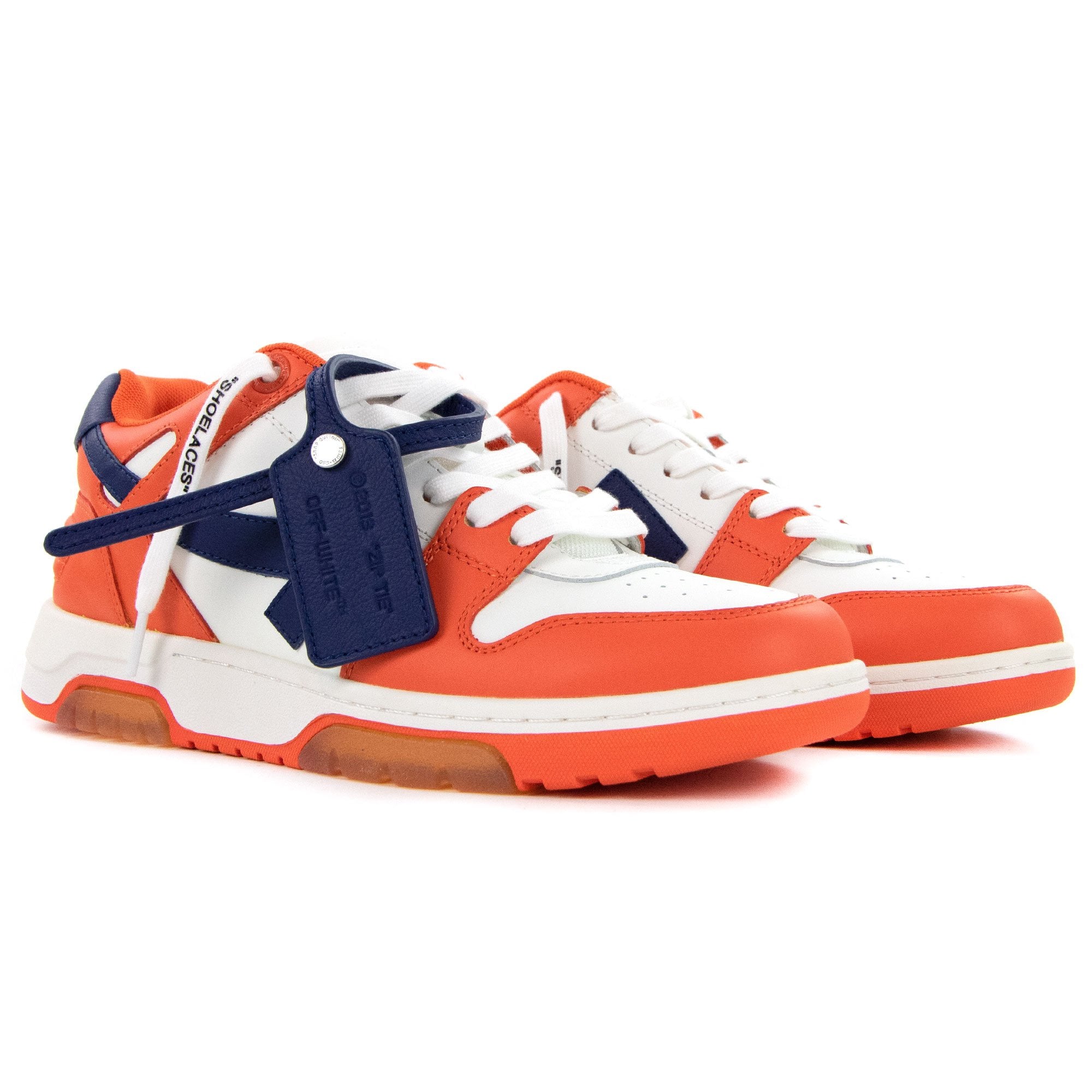 Off White Out Of Office Calf Leather Trainer Orange/blue