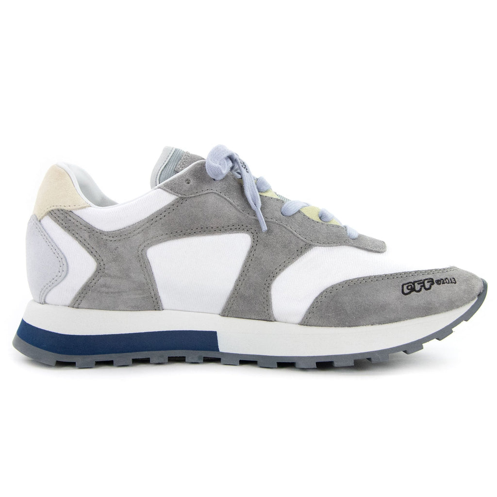 Off White Runner Mixed Leather Trainer Grey Black