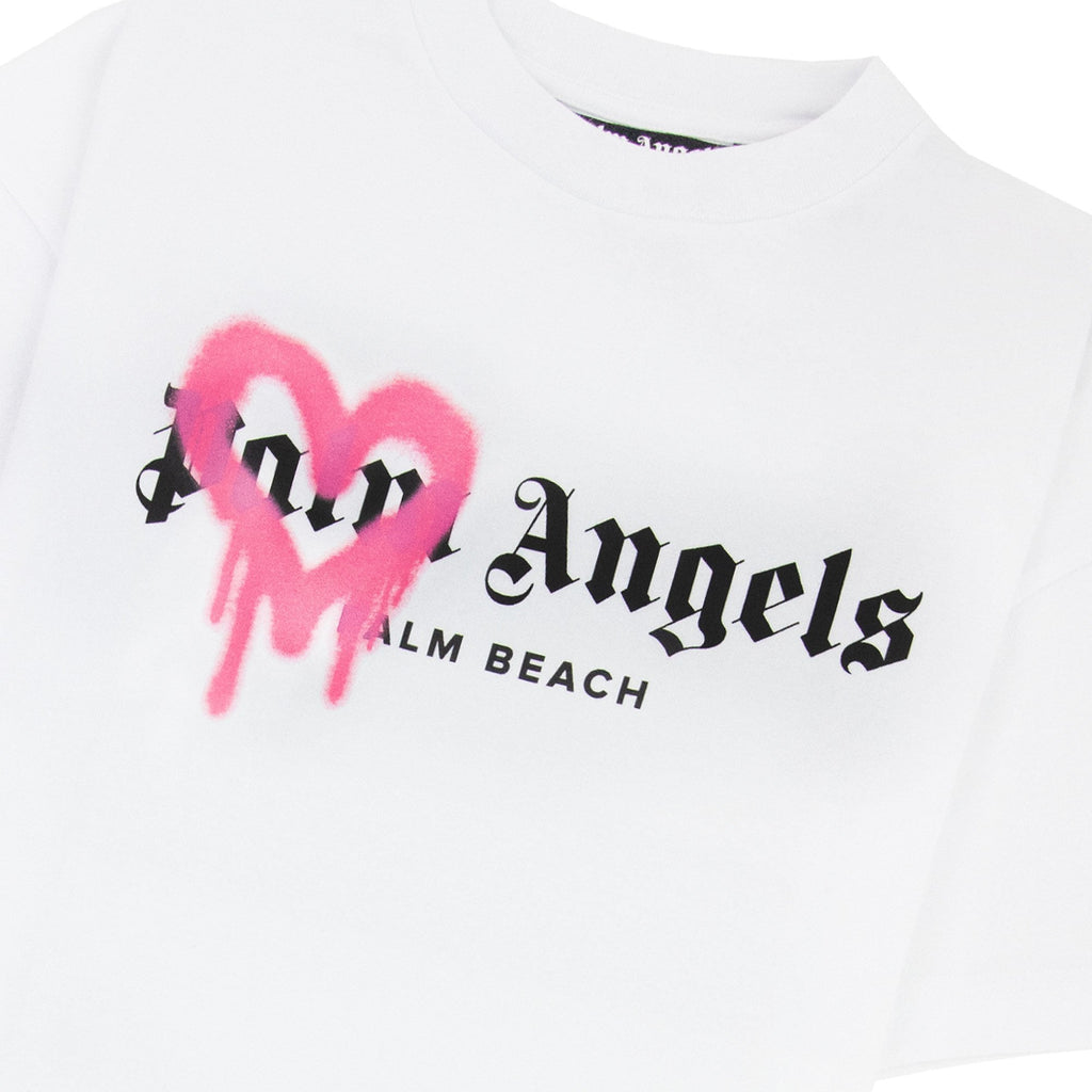 Palm Angels Beach Sprayed T Shirt White Fuchsia
