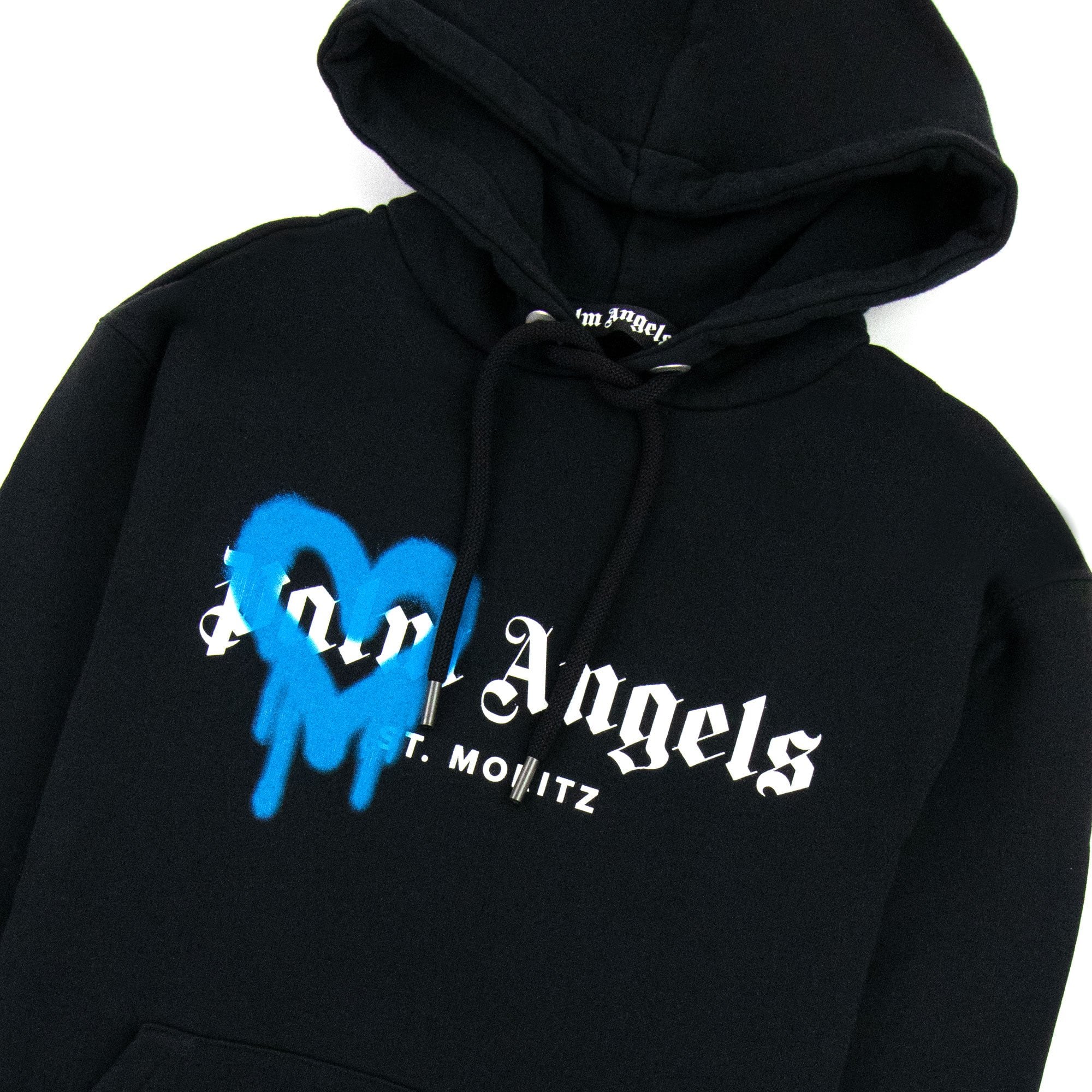 Palm Angels Moritz Heart Sprayed Hoody Black/blue | ONU – Onu