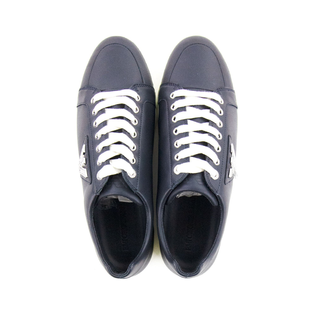 Emporio Armani Metal Eagle Logo Low Trainers Blue/white