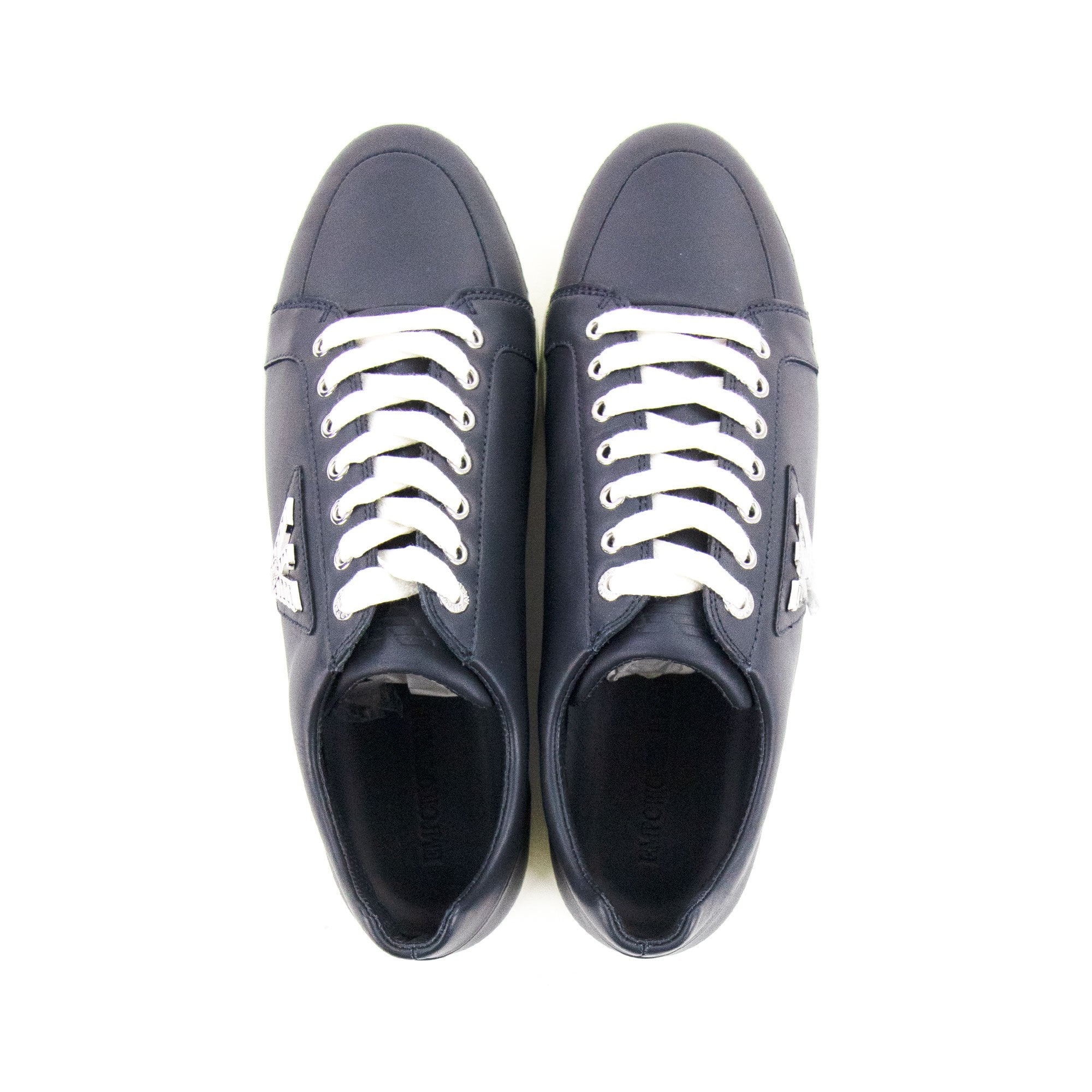 Emporio Armani Metal Eagle Logo Low Trainers Blue/white