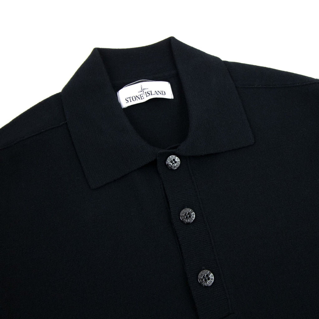 Stone Island 512a1 Stretch Wool L/s Polo Black V0029