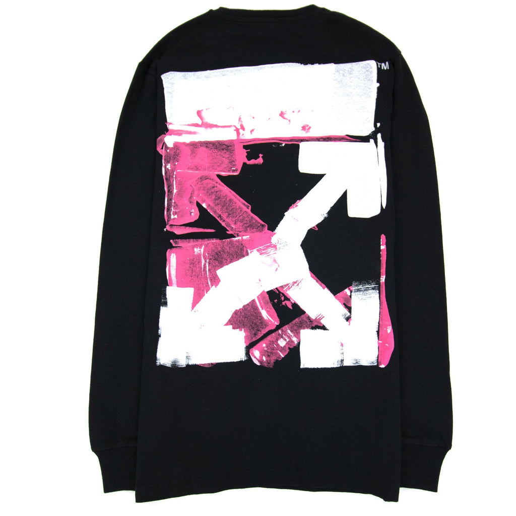 Off White Acrylicarrow L/s T Shirt Black Fuchsia