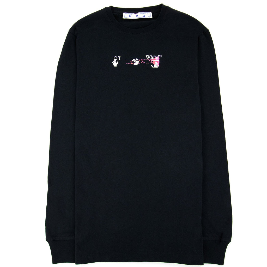 Off White Acrylicarrow L/s T Shirt Black Fuchsia