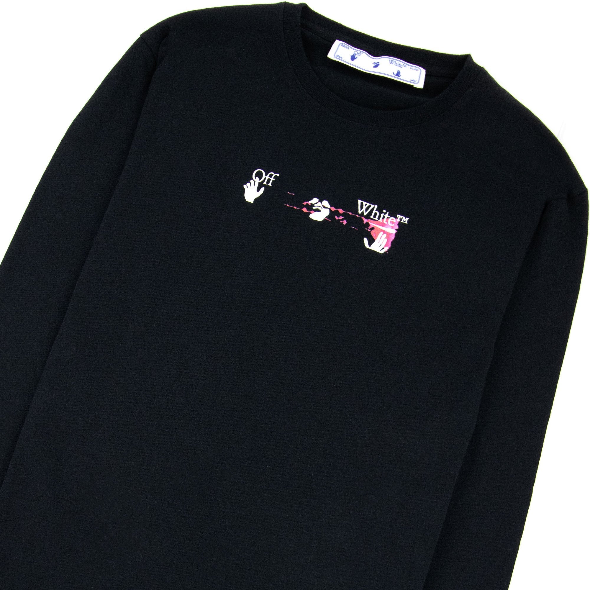 Off White Acrylicarrow L/s T Shirt Black Fuchsia