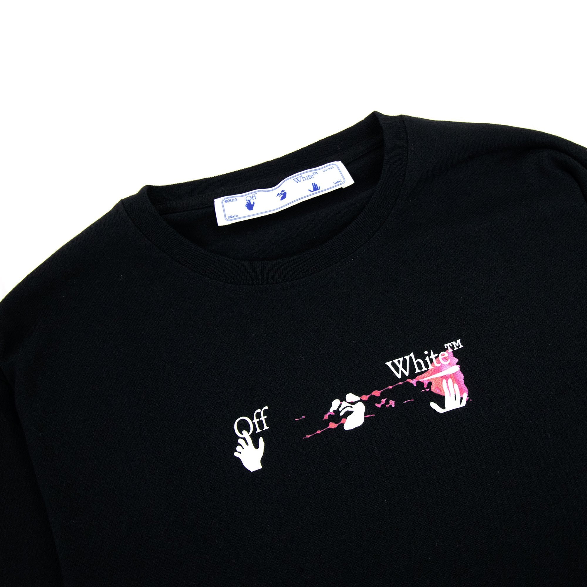 Off White Acrylicarrow L/s T Shirt Black Fuchsia