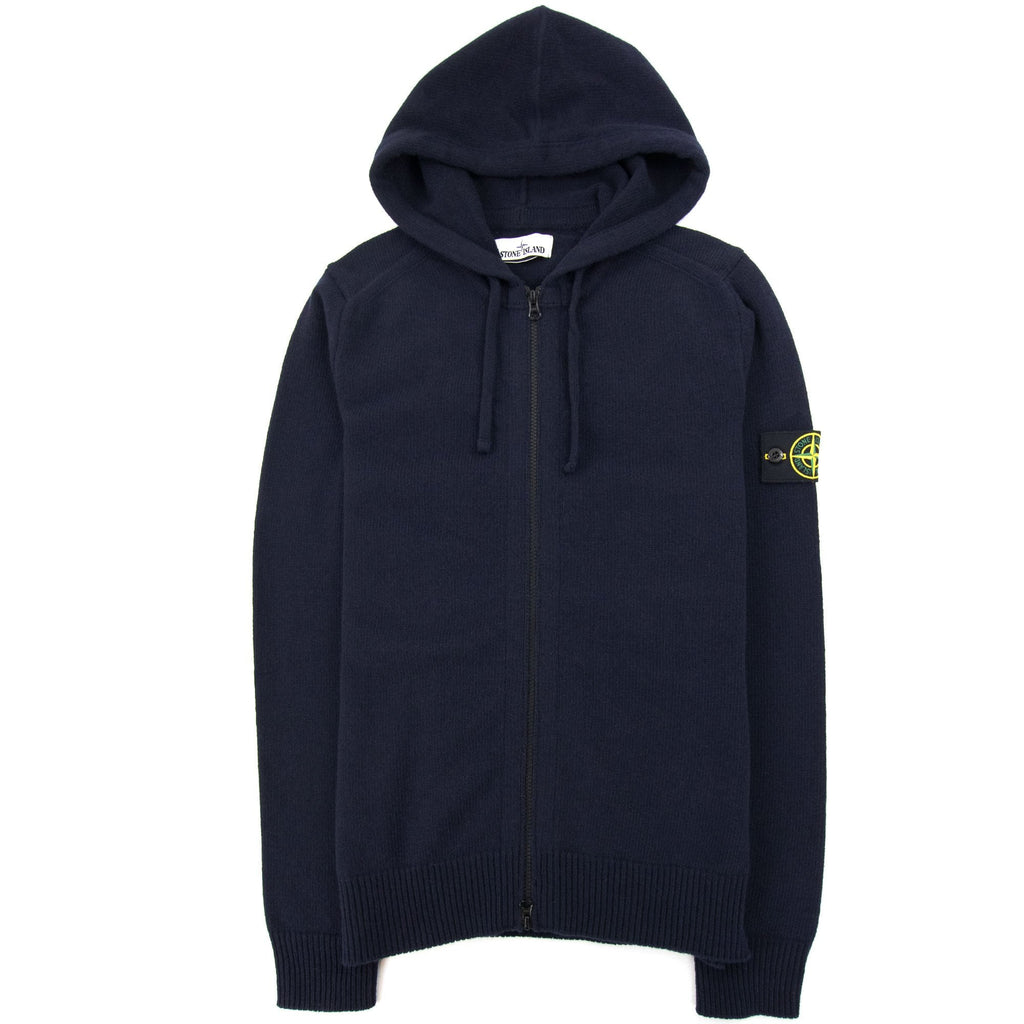 Stone Island 546a3 Knitted Patch Hoody Navy Blue V0020