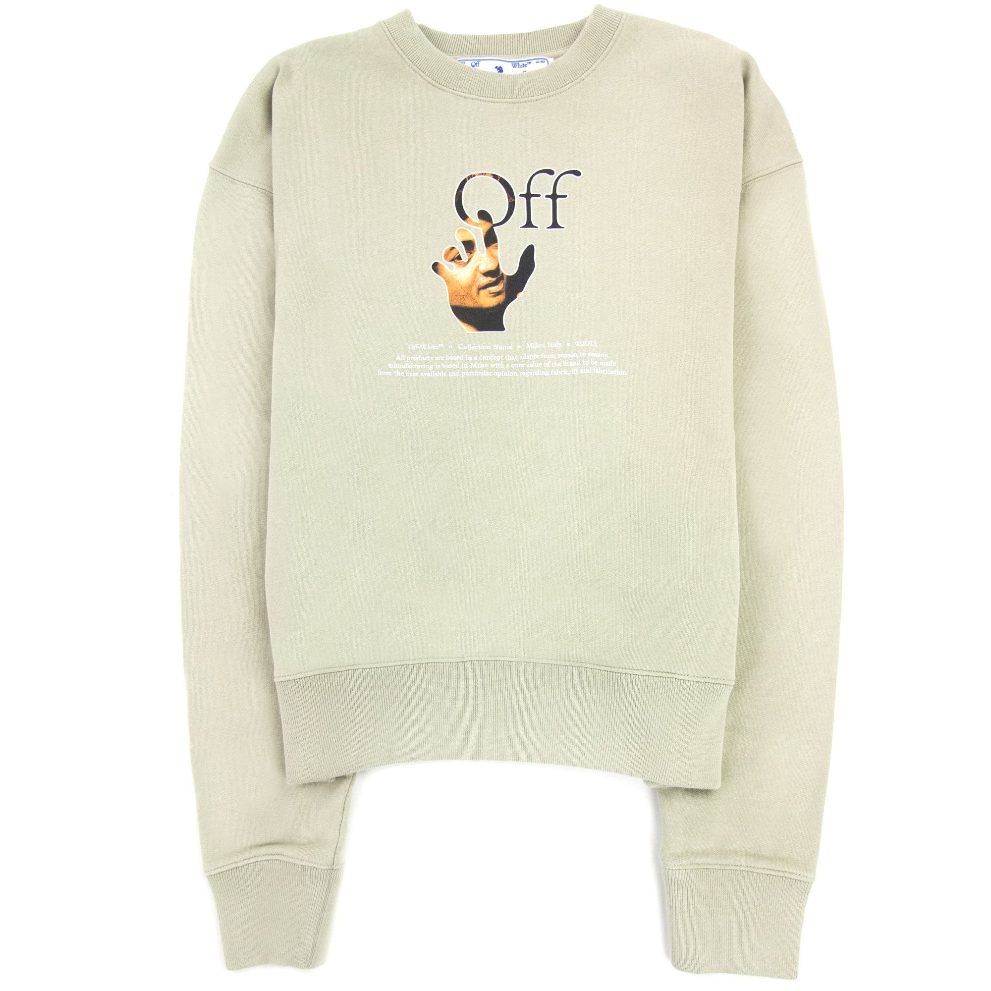Off White Carav Hand Over Crewneck Sweatshirt Abbey Stone