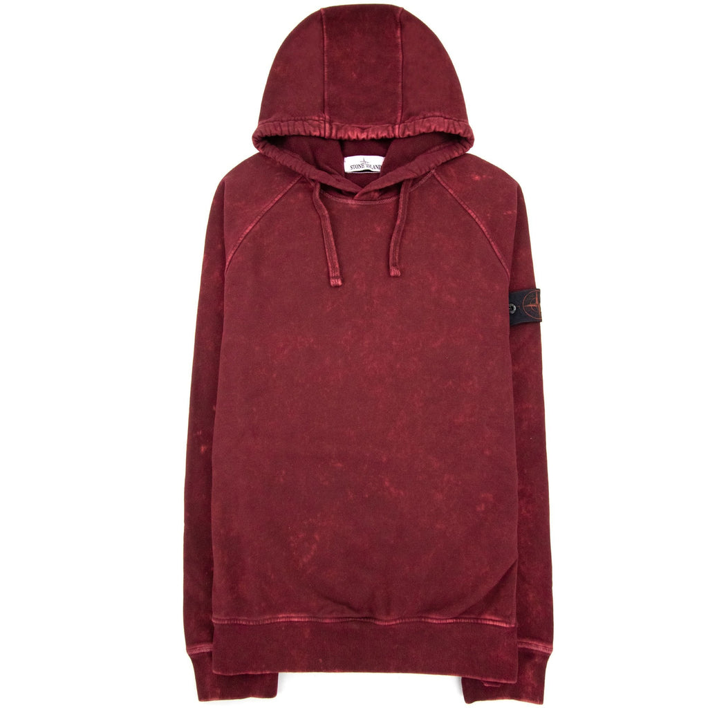 Stone Island 61338 Cotton Fleece + Off-dye Ovd Treatment Hoodie Burgundy V0012