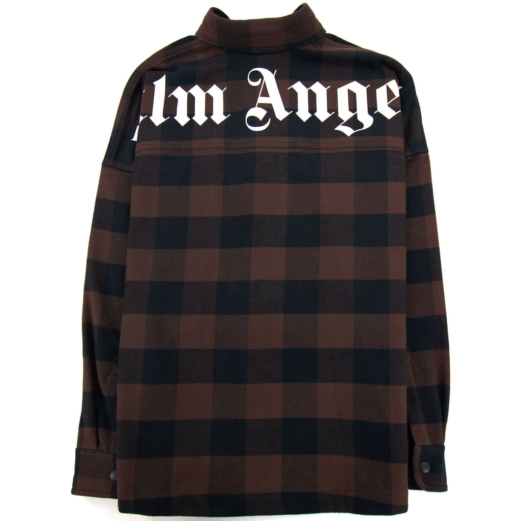 Palm Angels Classic Logo Check Overshirt Black Light Grey