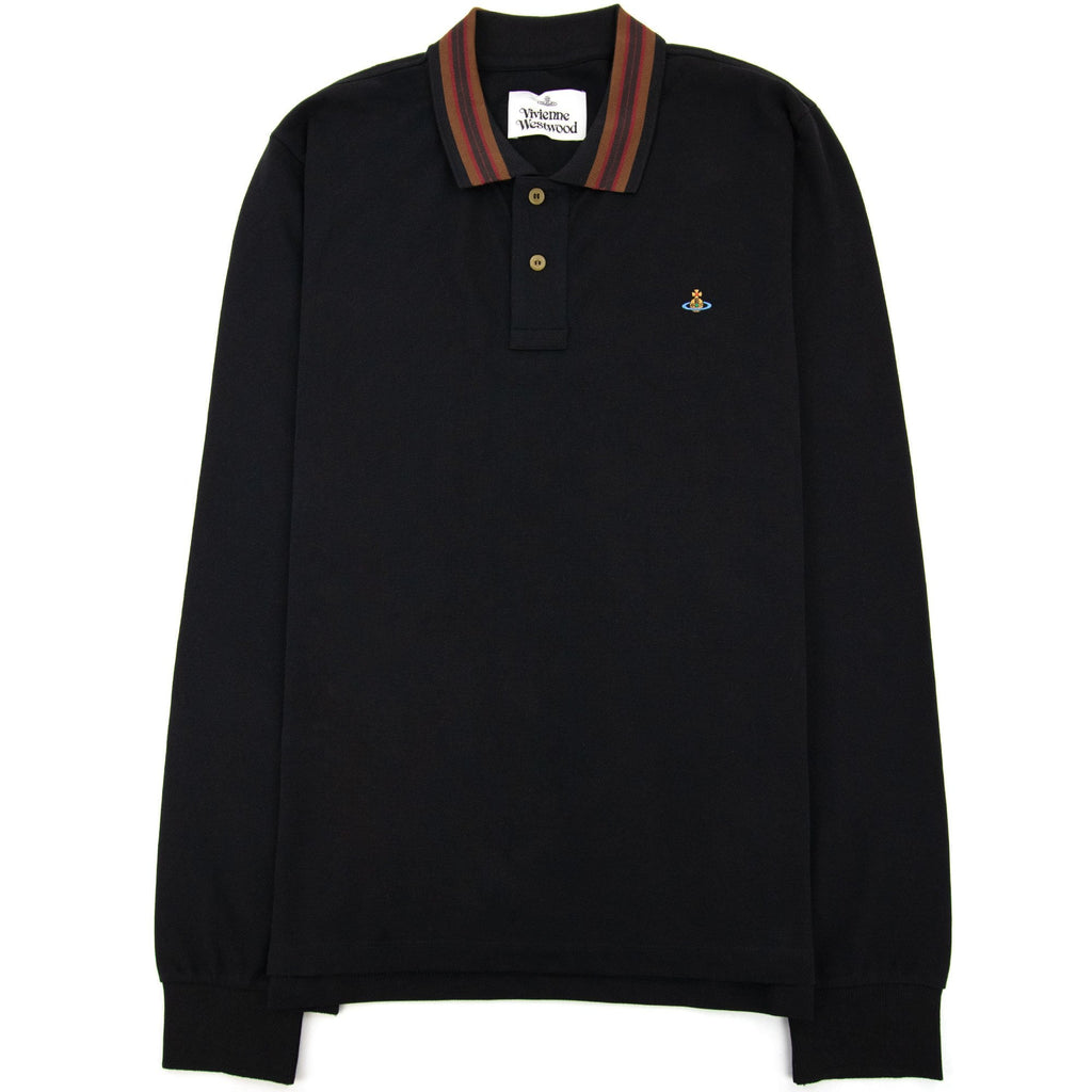 Vivienne Westwood Long Sleeve Classic Stripe Collar Polo Black
