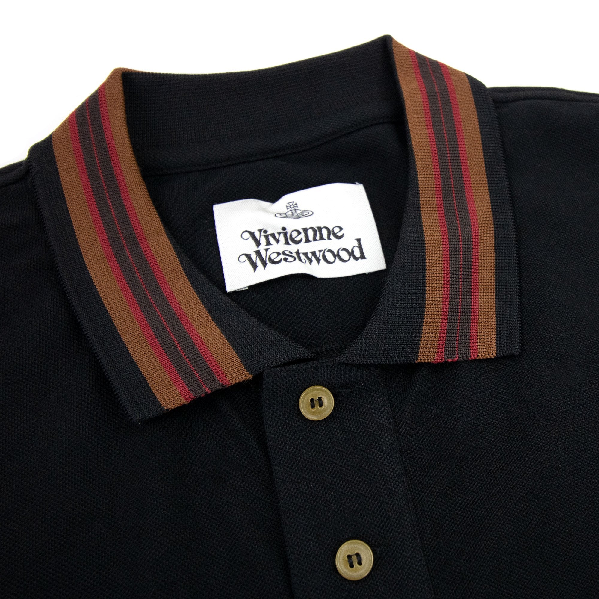 Vivienne Westwood Long Sleeve Classic Stripe Collar Polo Black