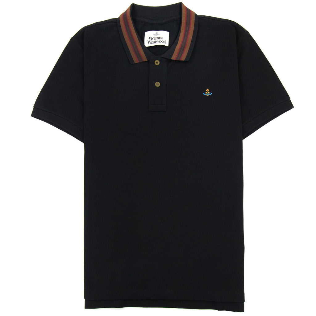 Vivienne Westwood Classic Polo Brown Stripe Collar Black