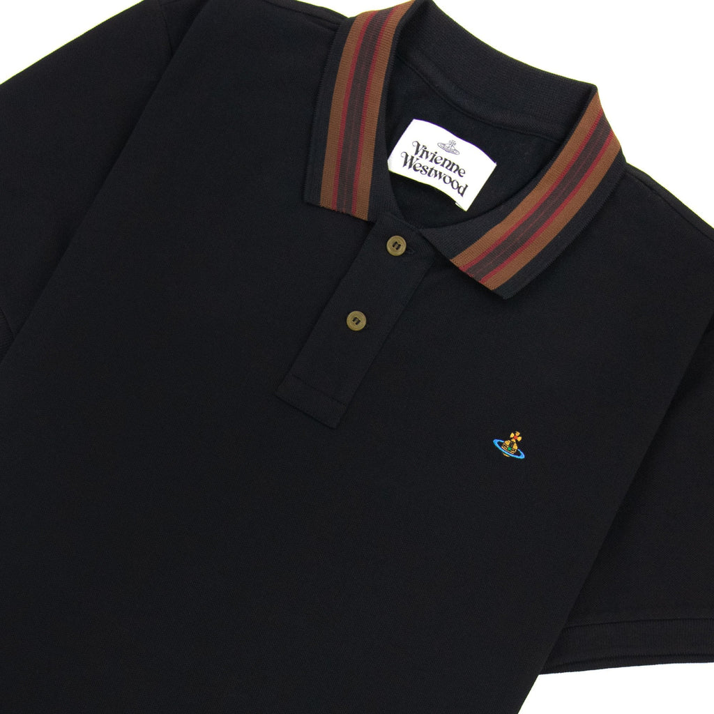 Vivienne Westwood Classic Polo Brown Stripe Collar Black