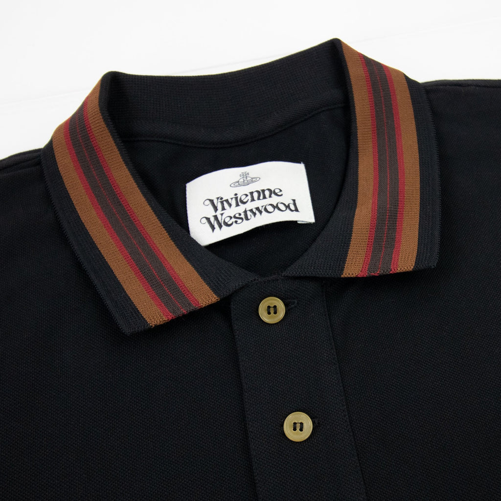 Vivienne Westwood Classic Polo Brown Stripe Collar Black