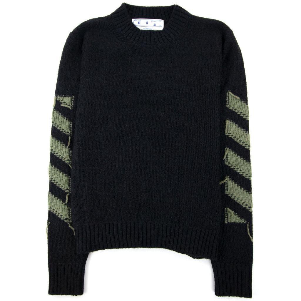 Off White Reverse Arrow Diag Knitted Sweatshirt Black/green