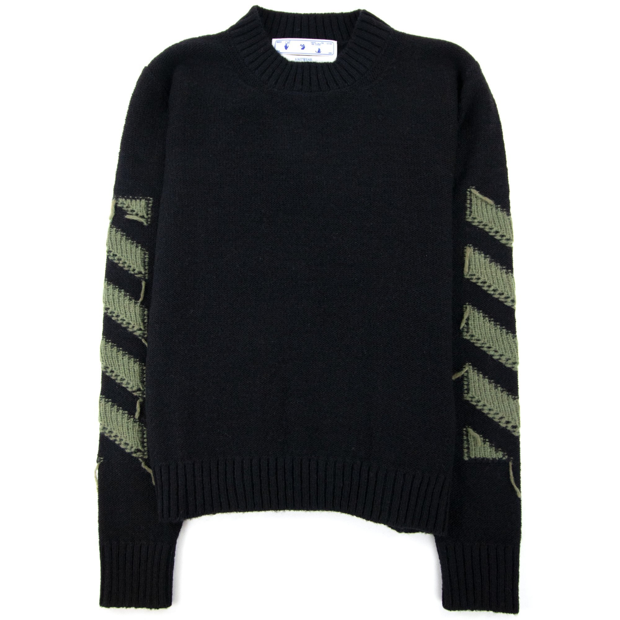 Off White Reverse Arrow Diag Knitted Sweatshirt Black/green