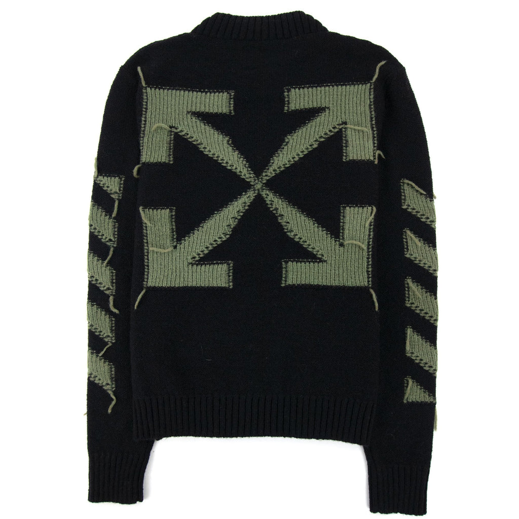 Off White Reverse Arrow Diag Knitted Sweatshirt Black/green