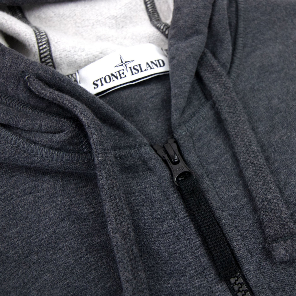 Stone Island Open Zip Up Hooded Sweatshirt Dark Grey V0m67