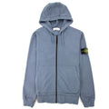 Stone Island Open Zip Up Hooded Sweatshirt Powder Blue V0046