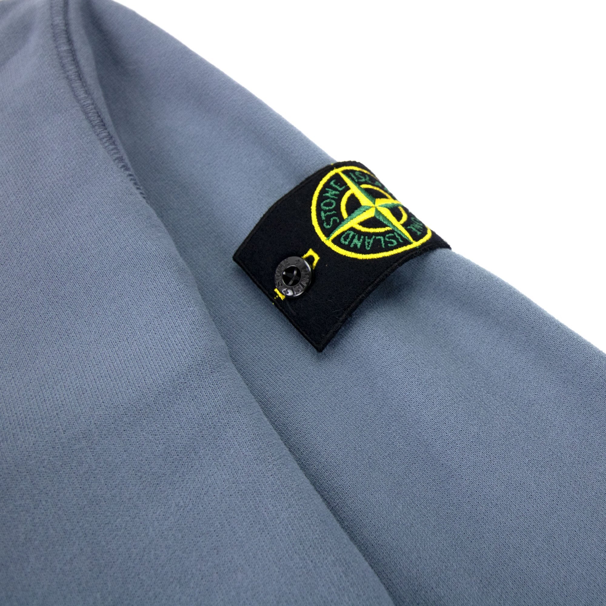 Stone Island Open Zip Up Hooded Sweatshirt Powder Blue V0046