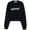 Off White Women Pen Logo Crop Crewneck Sweatshirt Black/white