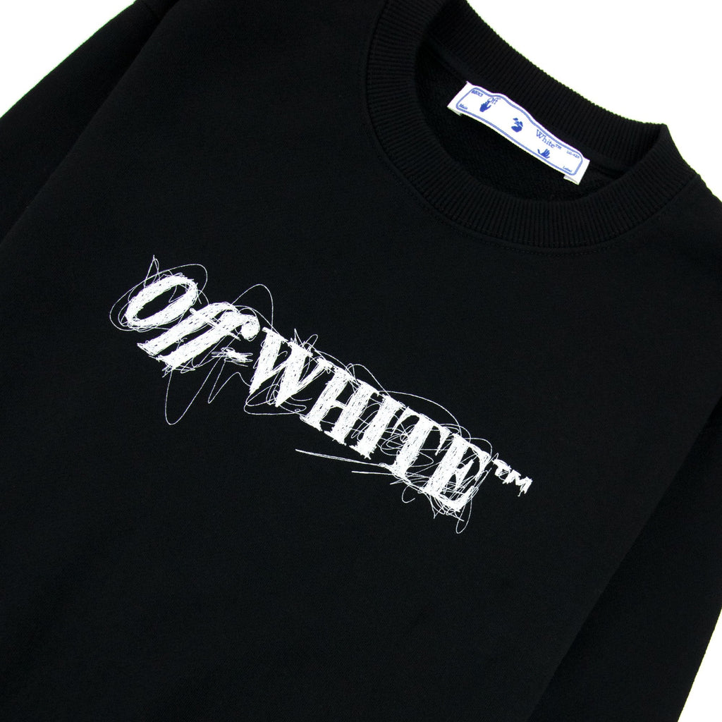 Off White Women Pen Logo Crop Crewneck Sweatshirt Black/white