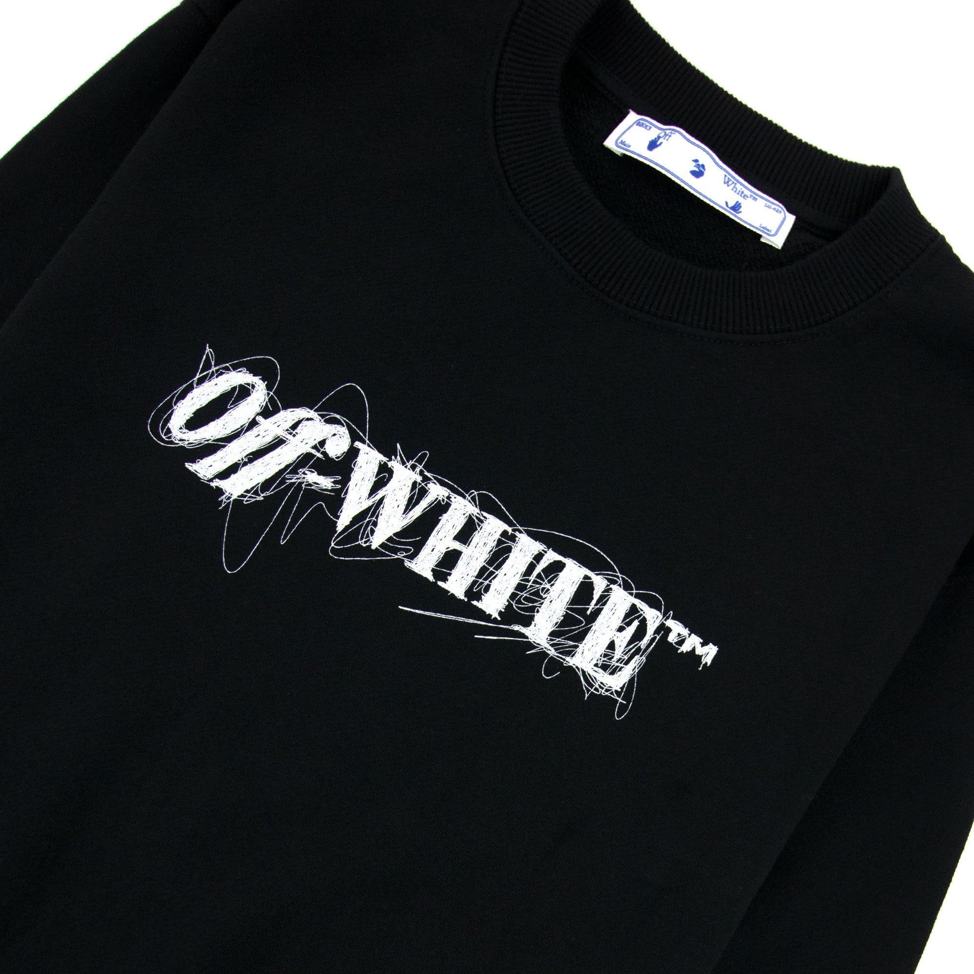 Off White Women Pen Logo Crop Crewneck Sweatshirt Black/white